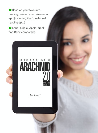 E-reader compatibility guarantee for Arachnid 2.0 e-book.
