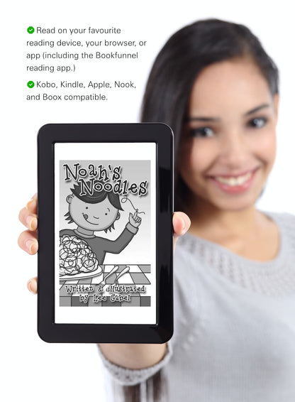 E-reader compatibility guarantee for Noah's Noodles e-book.
